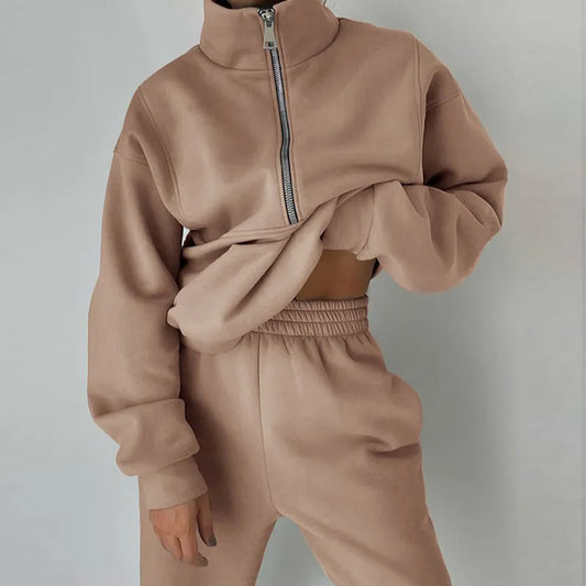 Alina | Two Piece Half Zip Tracksuit Set For Women