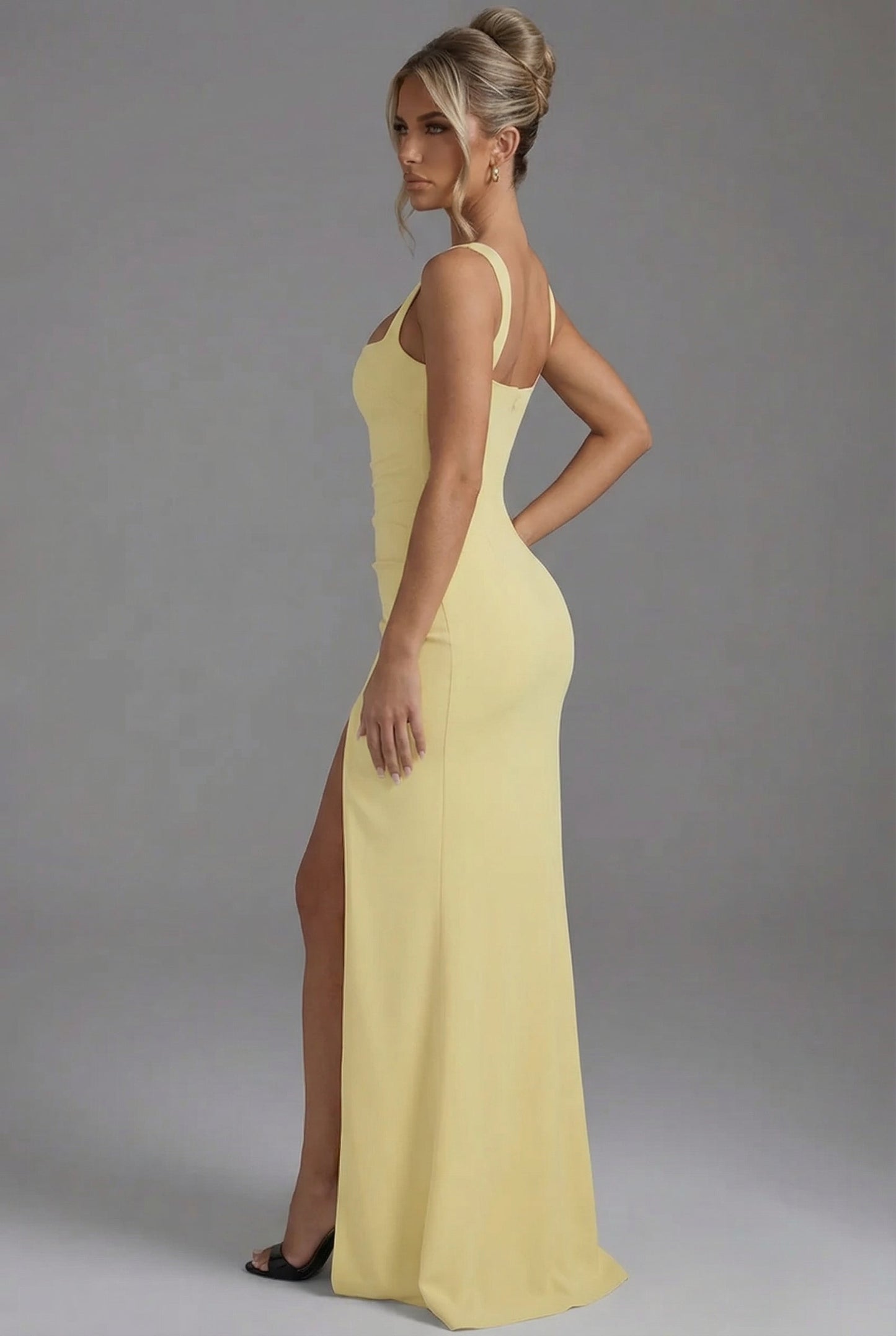 Dani | Women’s Elegant Bodycon Slip Maxi Dress with Leg Split and Open Back