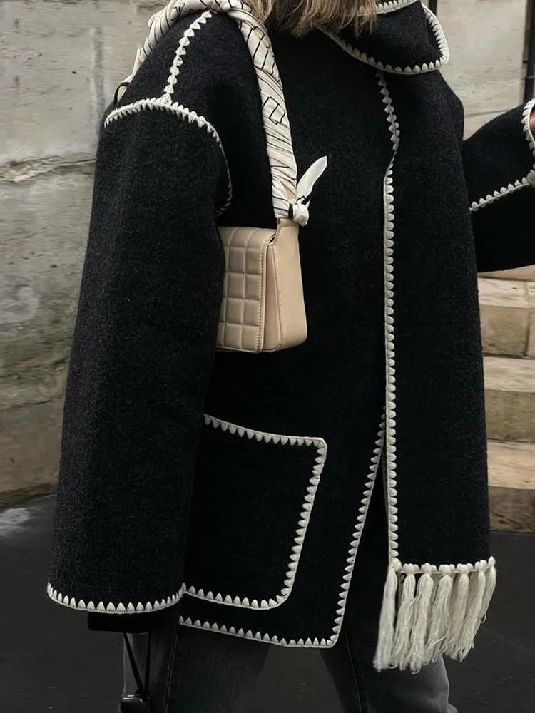Leslie | Contrast Jacket With Scarf Edge