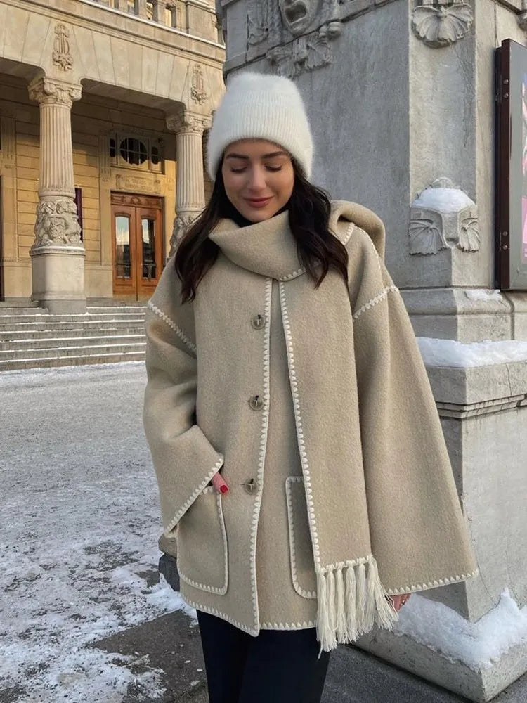 Leslie | Contrast Jacket With Scarf Edge