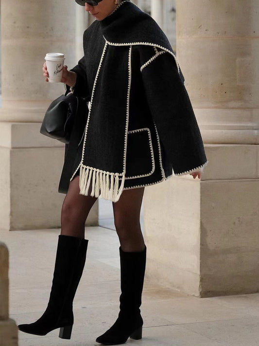 Leslie | Contrast Jacket With Scarf Edge