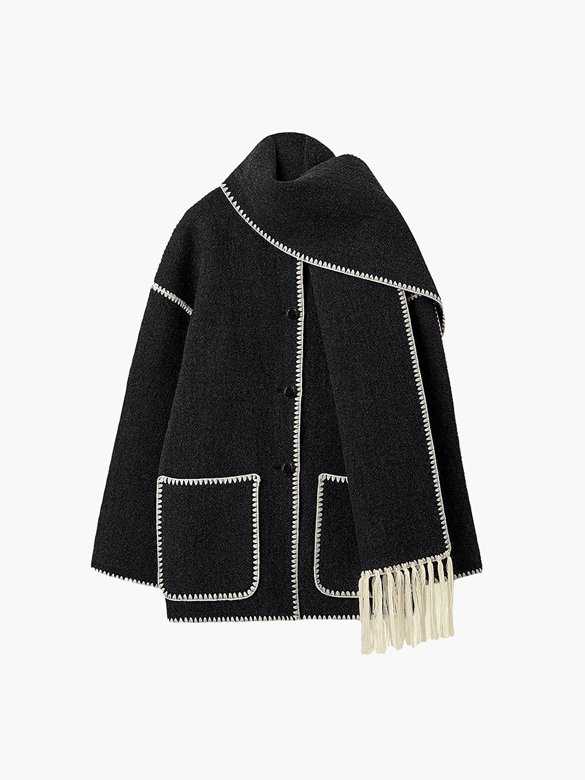 Leslie | Contrast Jacket With Scarf Edge