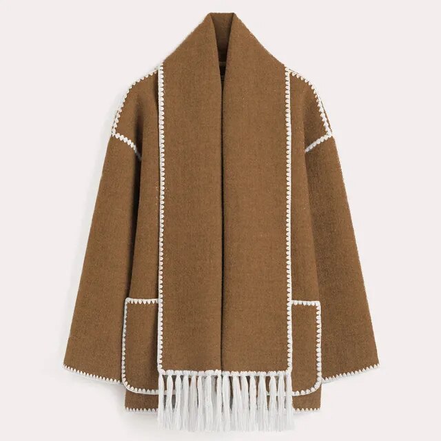 Leslie | Contrast Jacket With Scarf Edge